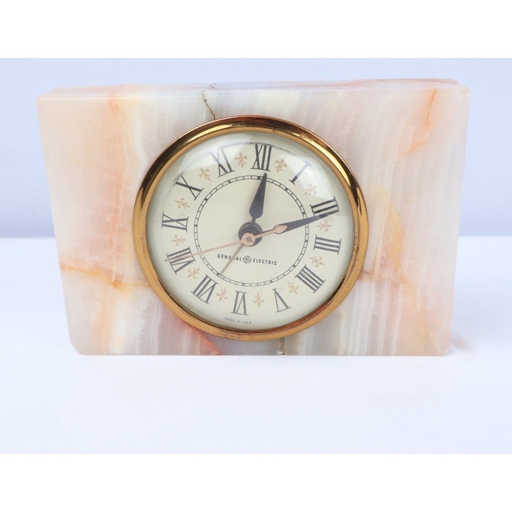 VTG Mid Century MCM General Electric GE Marble Table‎ Top Alarm Clock 7286A